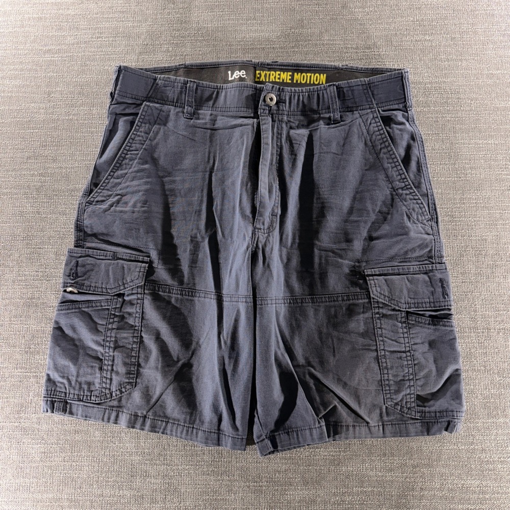 Lee Cargo Shorts Mens 36 Navy Blue Good Extreme Motion Stretch 2186115